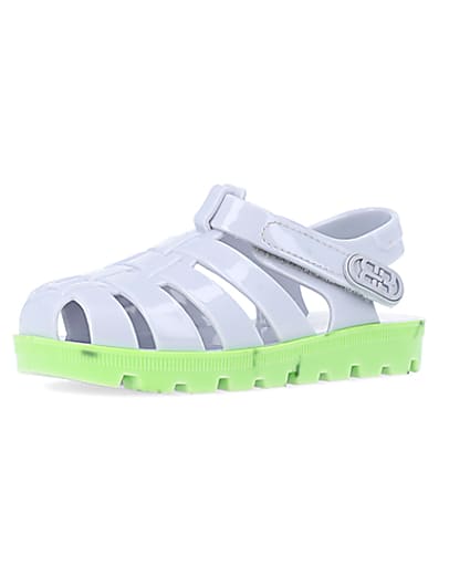 360 degree animation of product Mini Boys Grey Rubber Jelly Sandals frame-1