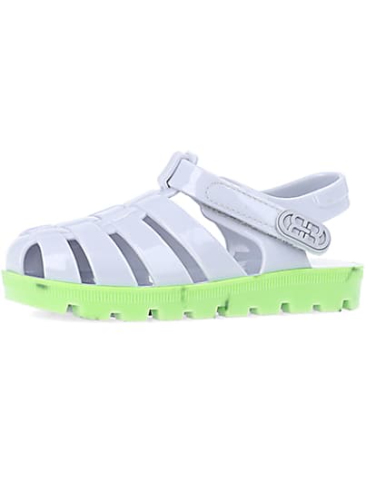 360 degree animation of product Mini Boys Grey Rubber Jelly Sandals frame-2