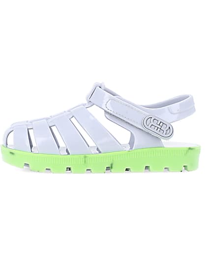360 degree animation of product Mini Boys Grey Rubber Jelly Sandals frame-3