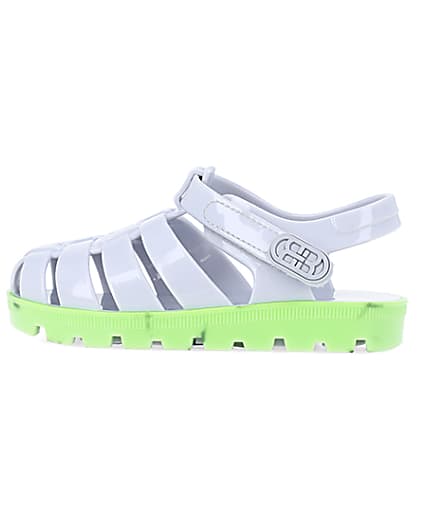 360 degree animation of product Mini Boys Grey Rubber Jelly Sandals frame-4