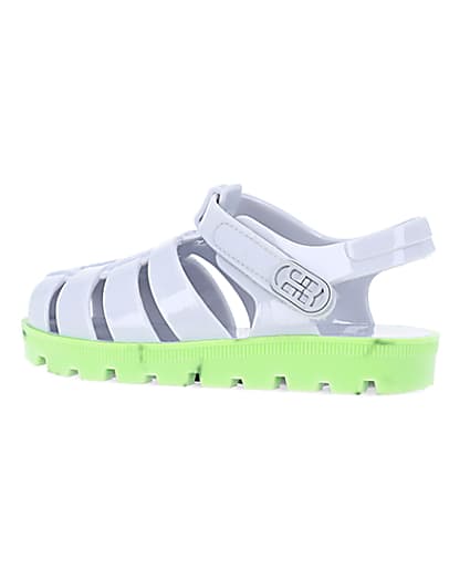 360 degree animation of product Mini Boys Grey Rubber Jelly Sandals frame-5
