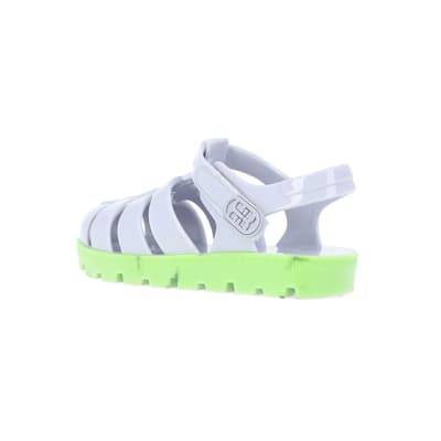 360 degree animation of product Mini Boys Grey Rubber Jelly Sandals frame-6
