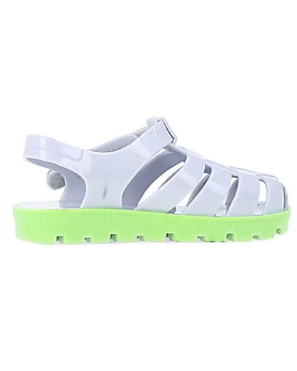 360 degree animation of product Mini Boys Grey Rubber Jelly Sandals frame-14