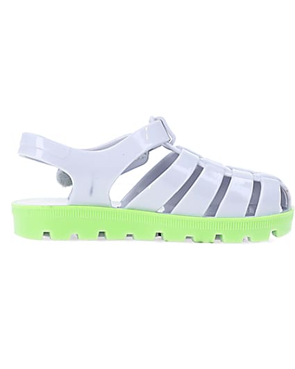 360 degree animation of product Mini Boys Grey Rubber Jelly Sandals frame-15