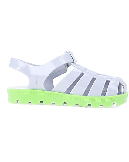 360 degree animation of product Mini Boys Grey Rubber Jelly Sandals frame-16