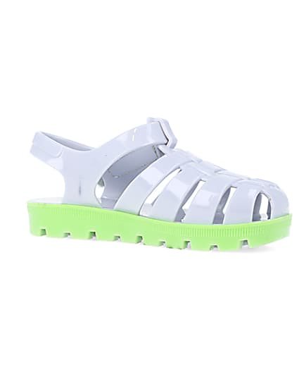 360 degree animation of product Mini Boys Grey Rubber Jelly Sandals frame-17