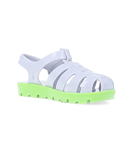 360 degree animation of product Mini Boys Grey Rubber Jelly Sandals frame-18