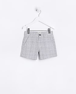 Mini Boys Grey smart Textured Shorts
