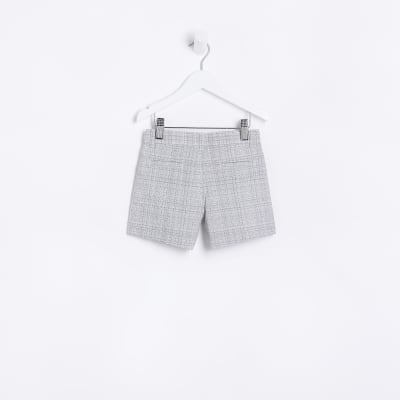 Mini Boys Grey smart Textured Shorts