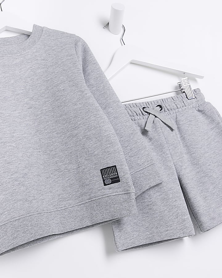 Mini Boys Grey Sweatshirt and Shorts Set