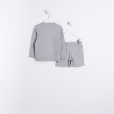 Mini Boys Grey Sweatshirt and Shorts Set