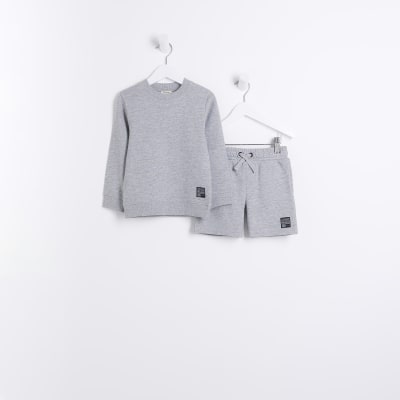 Mini Boys Grey Sweatshirt and Shorts Set