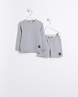 Mini Boys Grey Sweatshirt and Shorts Set