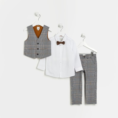 mINI bOYS Grey Tailored Checked Outfit