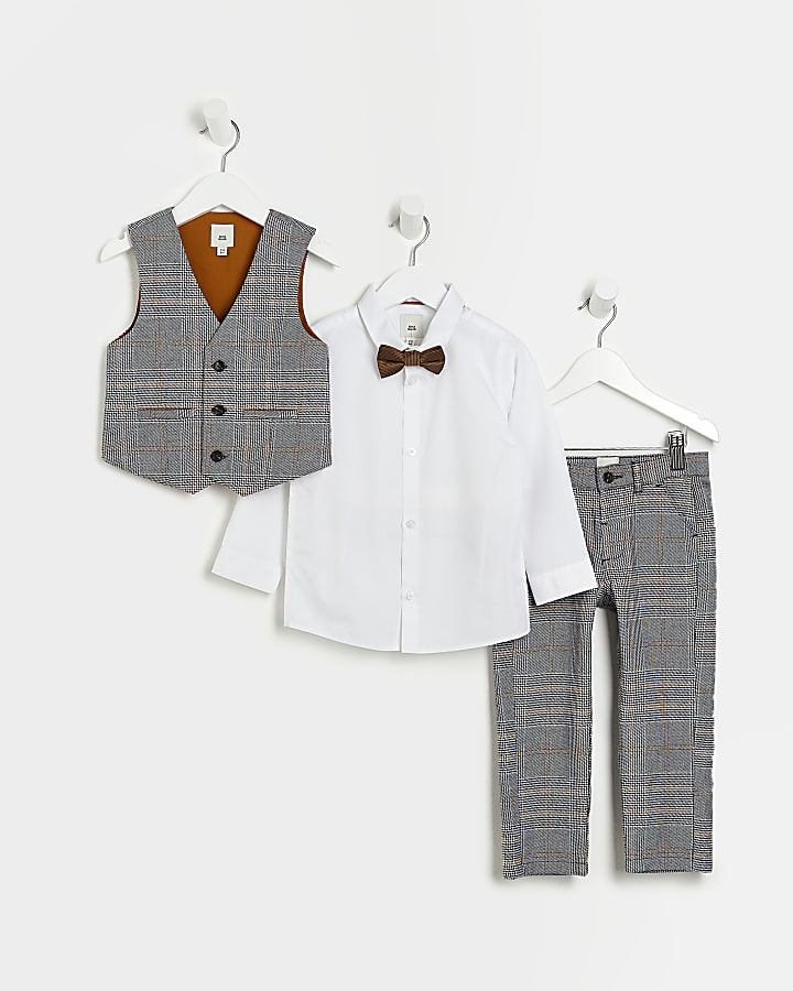 mINI bOYS Grey Tailored Checked Outfit