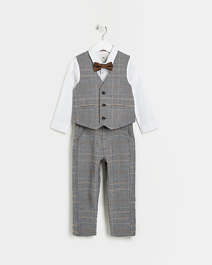 mINI bOYS Grey Tailored Checked Outfit