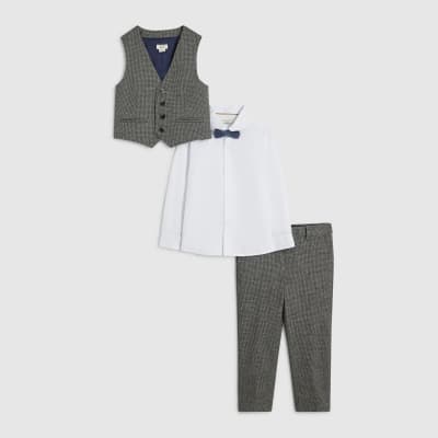 Mini Boys Grey Tailored Waistcoat 4 Piece Set
