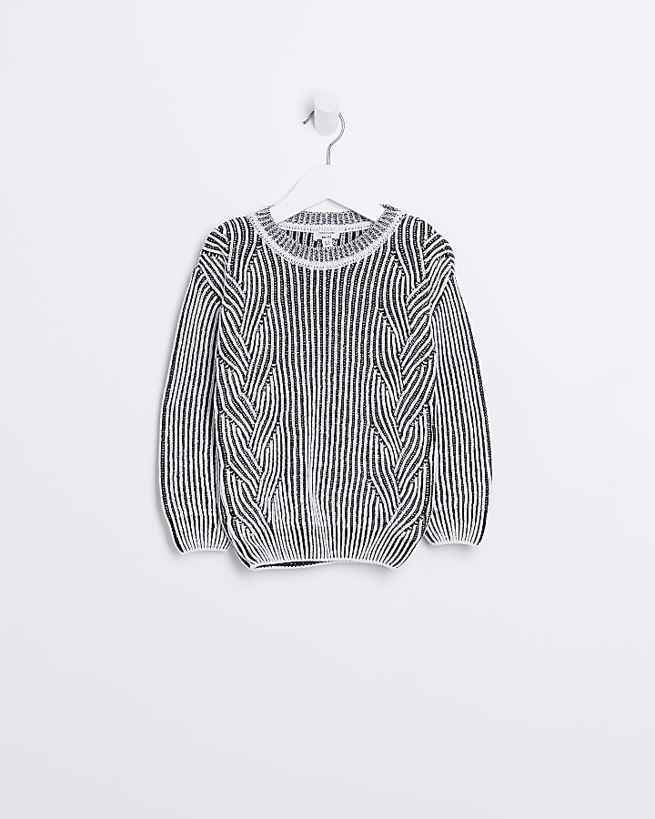 Mini boys grey textured knit jumper