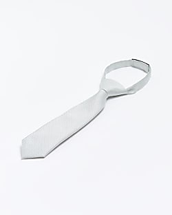 Mini boys grey textured tie