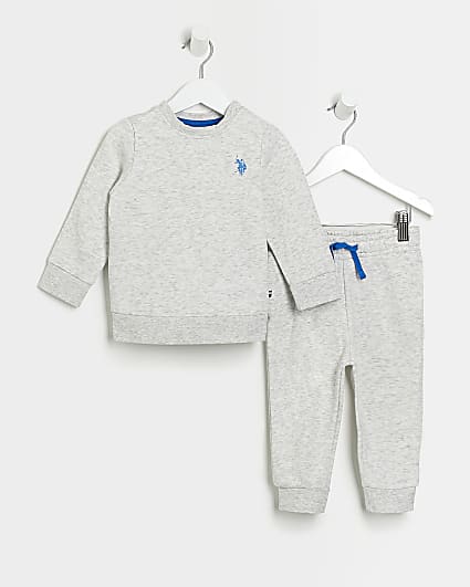 Mini boys grey US POLO sweatshirt set