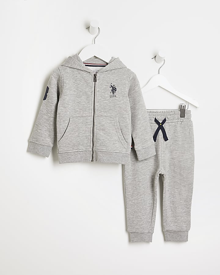 Mini boys grey USPA hoodie and joggers set