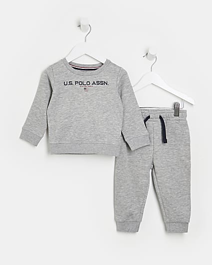 Mini boys grey USPA sweatshirt outfit
