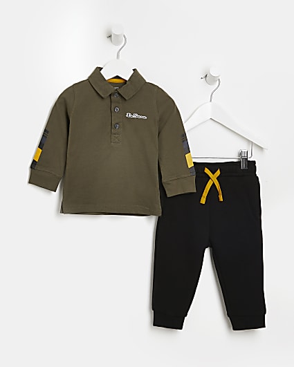 Mini boys khaki Ben Sherman polo shirt outfit