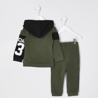 boys khaki green tracksuit