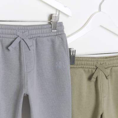 Mini boys khaki joggers 2 pack River Island