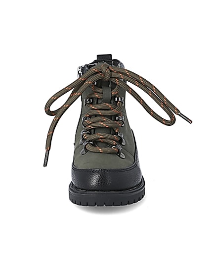 360 degree animation of product Mini boys khaki lace-up hiking boots frame-21