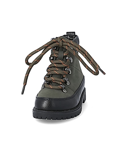 360 degree animation of product Mini boys khaki lace-up hiking boots frame-22