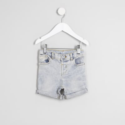 Mini boys light blue Dylan washed denim short