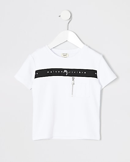 Mini boys Maison Riviera white zip t-shirt
