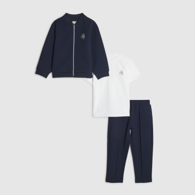Mini Boys Navy Bomber Jacket 3 Piece Set