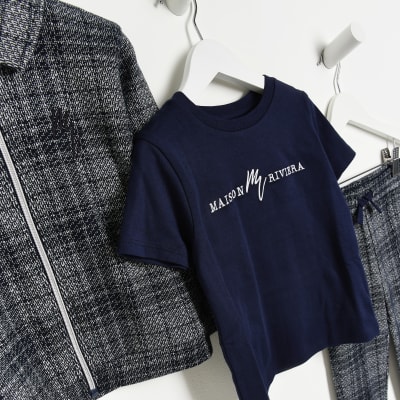 Mini Boys Navy Check Maison Riviera outfit