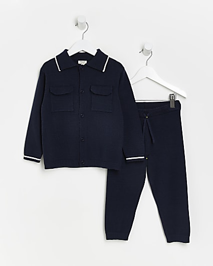 Mini boys Navy knitted outfit