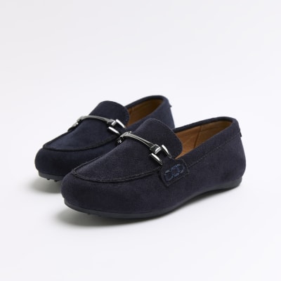 Mini boys navy loafers | River Island