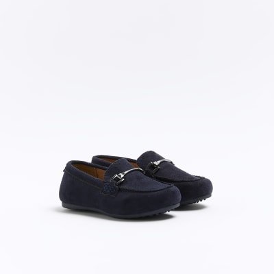 Mini boys navy loafers | River Island