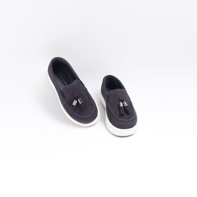 Mini boys navy loafers | River Island