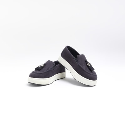 Mini boys navy loafers | River Island