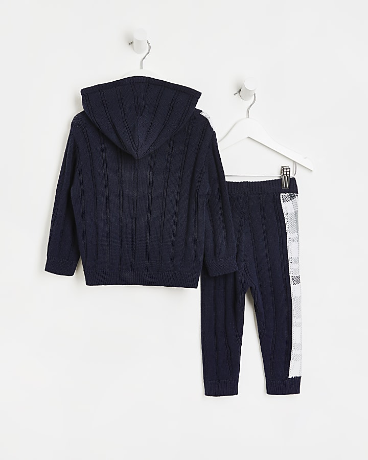 Mini boys navy Maison River knitted outfit