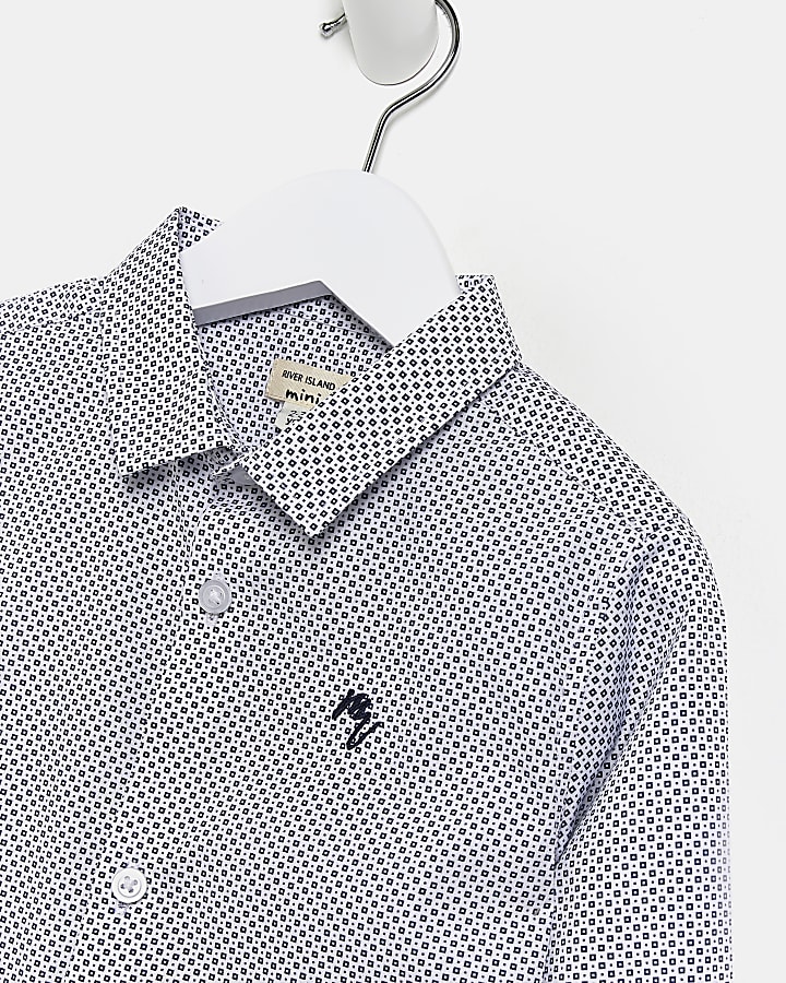 Mini boys Navy Maison Riviera geometric Shirt