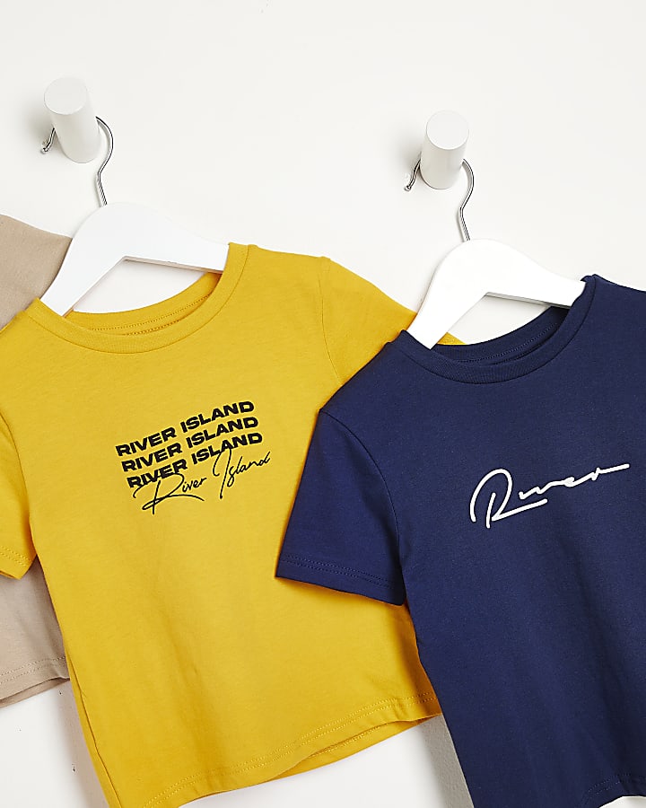 Mini Boys Navy multi colour t-shirts 5 pack