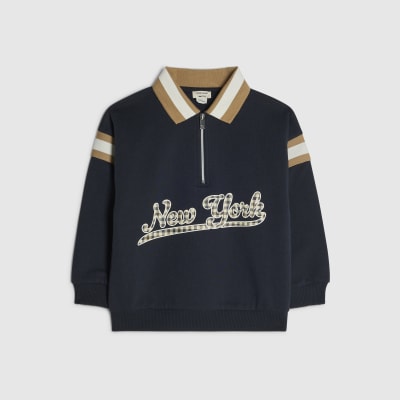 Mini Boys Navy New York Striped Sweatshirt
