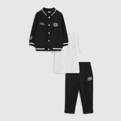 Mini Boys Navy Pinstripe Bomber Jacket Set