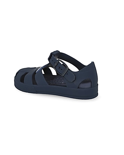 360 degree animation of product Mini boys navy Prolific caged jelly sandals frame-5