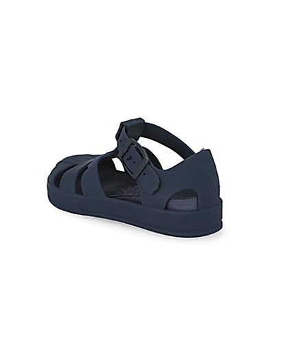 360 degree animation of product Mini boys navy Prolific caged jelly sandals frame-6
