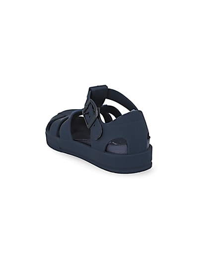360 degree animation of product Mini boys navy Prolific caged jelly sandals frame-7