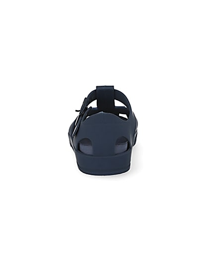 360 degree animation of product Mini boys navy Prolific caged jelly sandals frame-9