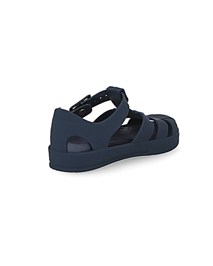 360 degree animation of product Mini boys navy Prolific caged jelly sandals frame-12